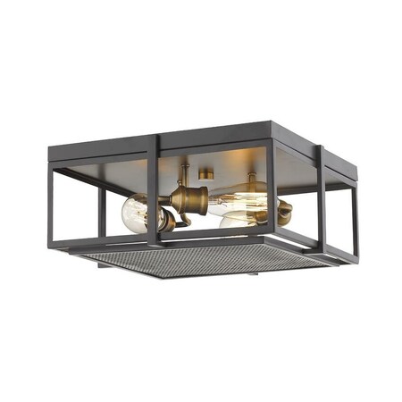 Z-Lite Halcyon 3 Light Flush Mount, Bronze + Heritage Brass 724F15-BRZ+HBR